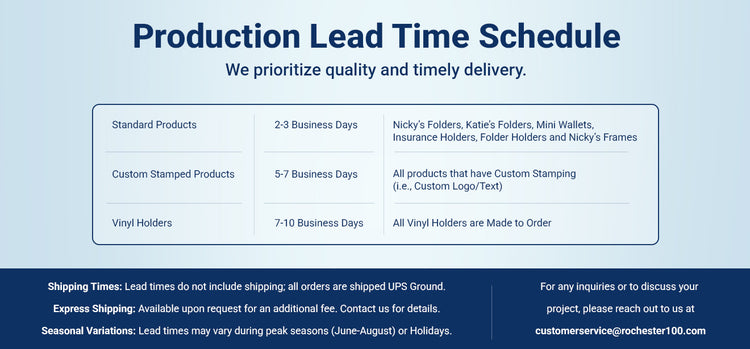Production Lead Time Schedule