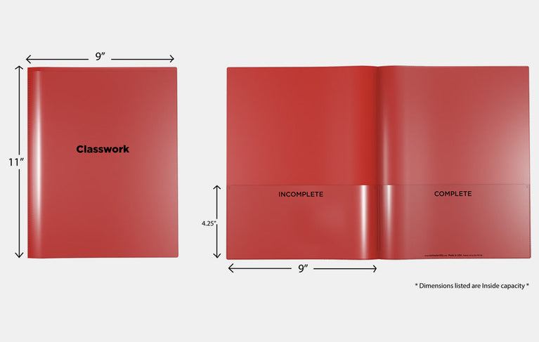 Nicky's® Classwork Folders (16 color options) Free Sample